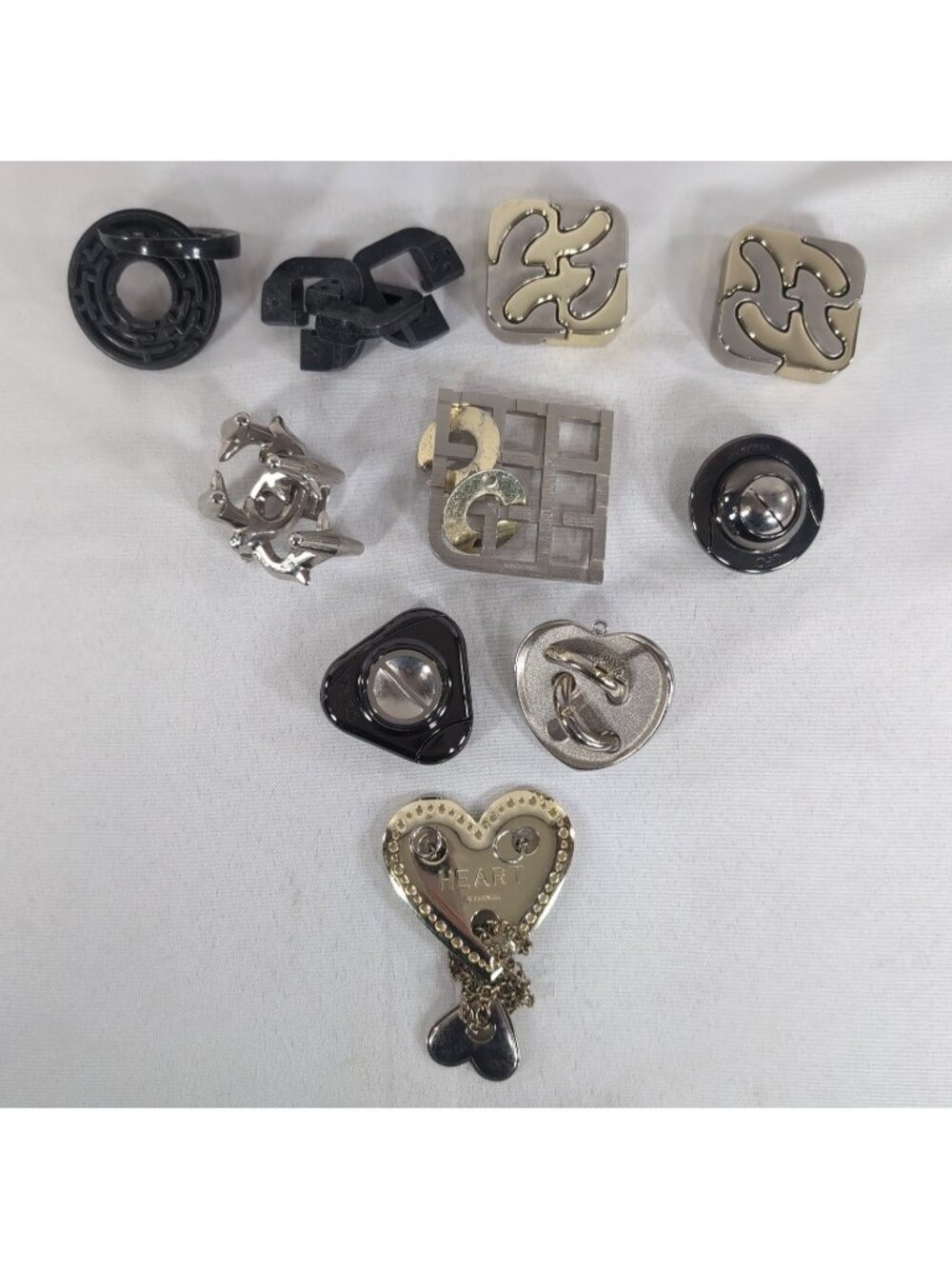 Hanayama Puzzle 10 Lot Cast Metal Brain Teaser All Various Levels Duplicate SEE